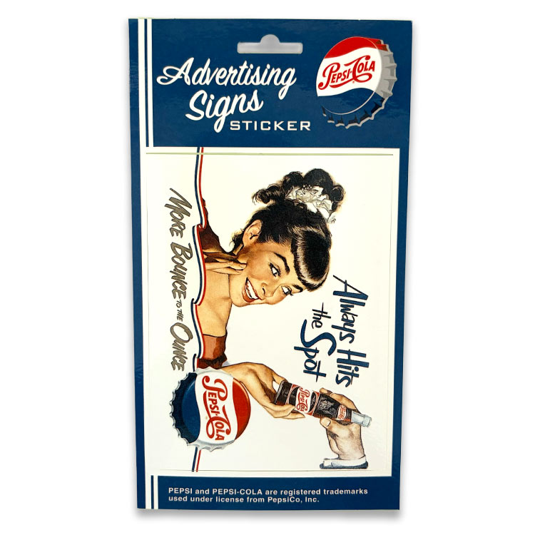 【メール便発送】PEPSI COLA ペプシ コーラ アドバタイジング サイン ステッカー 台紙サイズ 8.4×10.5cm ビニル製 アメリカン雑貨気軽にカスタムできるPEPSIのビニールステッカー。