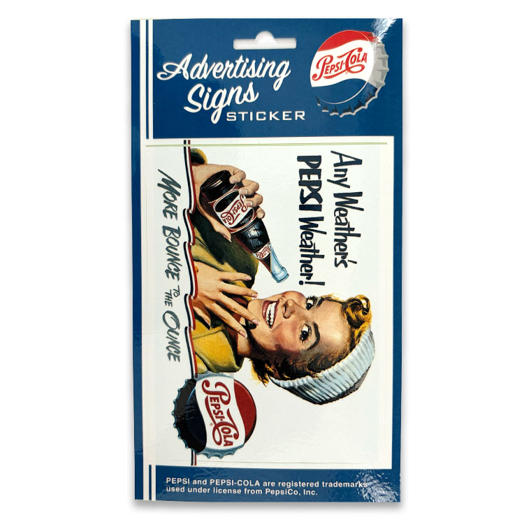 【メール便発送】PEPSI COLA ペプシ コーラ アドバタイジング サイン ステッカー 台紙サイズ 8.4×10.5cm ビニル製 アメリカン雑貨気軽にカスタムできるPEPSIのビニールステッカー。