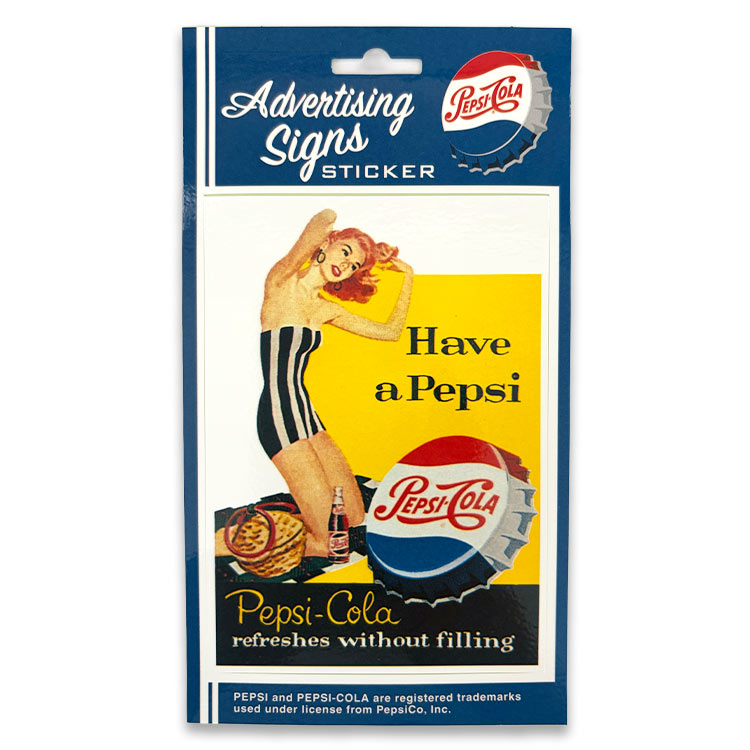 【メール便発送】PEPSI COLA ペプシ コーラ アドバタイジング サイン ステッカー 台紙サイズ 8.4×10.5cm ビニル製 アメリカン雑貨気軽にカスタムできるPEPSIのビニールステッカー。