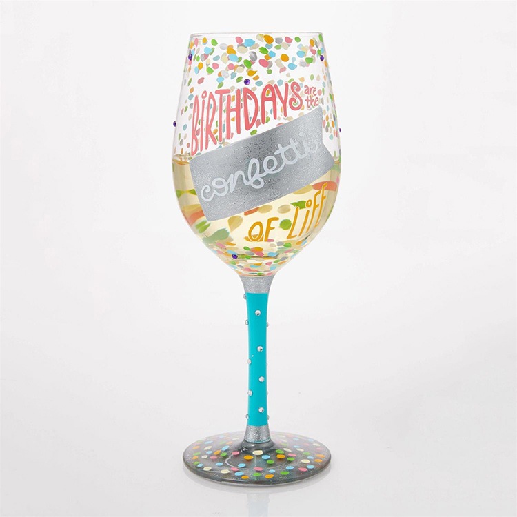 ワイングラス BIRTHDAYS ARE CONFETTI 高さ22.4cm 440ml ガラス製 ロリータ パーティ グラス 食器 キッチン雑貨 おしゃれ Lolita enesco【メーカー直送】【同梱不可】【あす楽不可】【代引き不可】