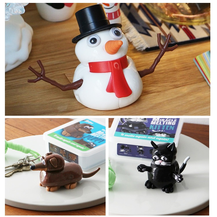 作ってとけちゃう 制作キット Melting メルティング スノーマン キトゥン パピー シリコン粘土 子猫 雪だるま 子犬 冬 プレゼントにもオススメ！  何度でもつくって楽しめる制作キット クリスマス ギフト