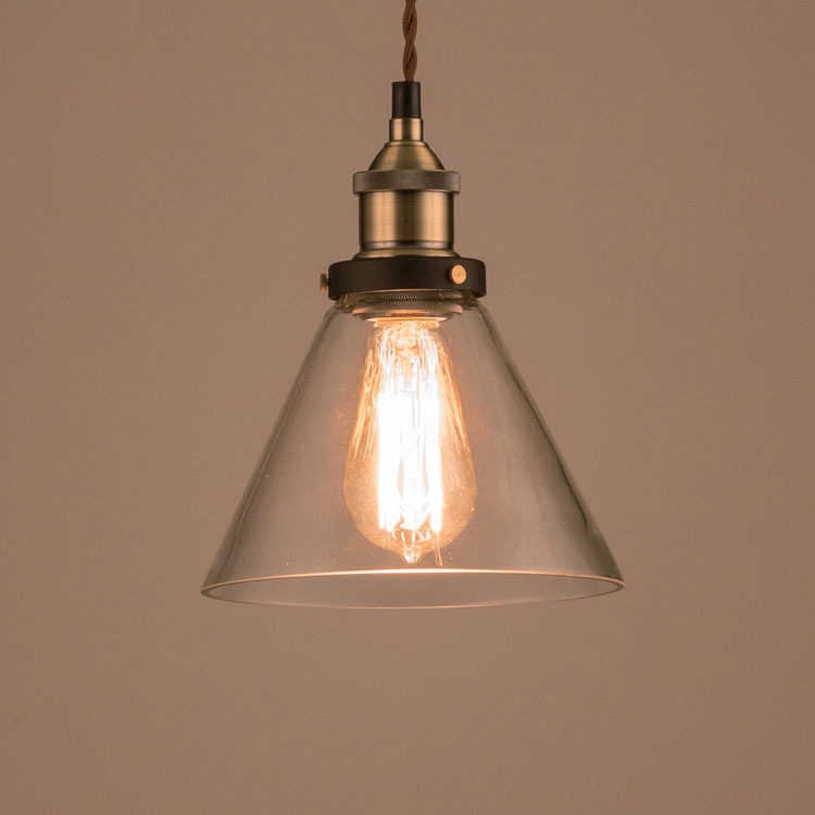 照明器具 ペンダントライト 吊り下げ おしゃれ エジソン電球付きランプ  ガラスシェード 円錐タイプ レトロ エジソンバルブ 60W シェードランプ アメリカ雑貨 アメリカン雑貨