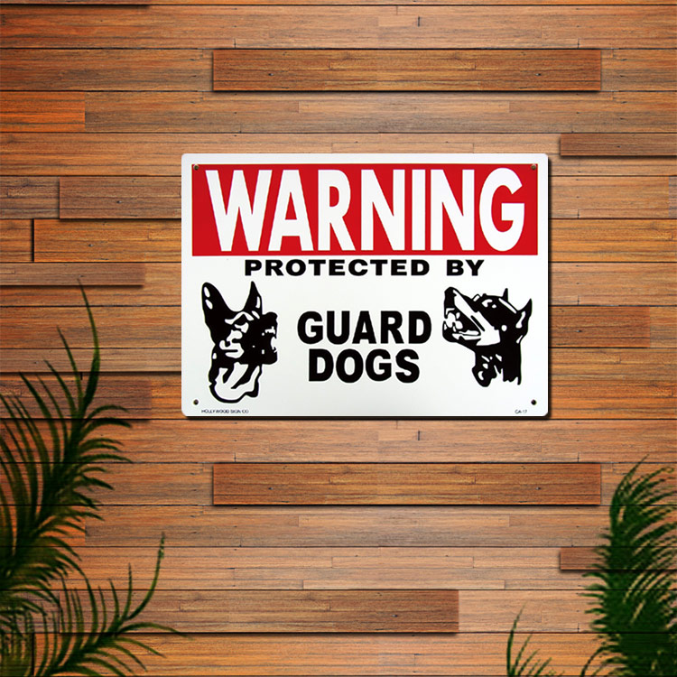 看板 プラスチック メッセージサインボード WARNING GUARD DOGS（猛犬に注意）CA-17 店舗 アメリカン雑貨
