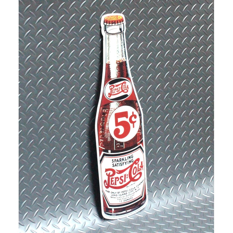 ダイカットメタルサイン Pepsi-Cola 5セント PC-39 縦56.5×横15cm アルミ製 メタルサイン 壁面装飾 ガレージ インテリア アメリカン雑貨