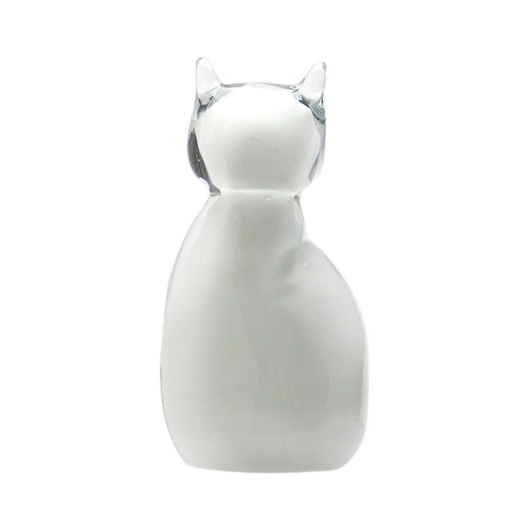 オブジェ Glass Objet Cat グラス オブジェ キャット 高さ11.5cm ガラス製 ブラック ホワイト おしゃれ 置物 インテリア小物 HERE by DETAILインテリアのアクセントになるネコのガラスオブジェ