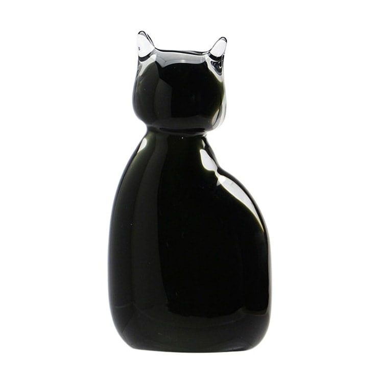 オブジェ Glass Objet Cat グラス オブジェ キャット 高さ11.5cm ガラス製 ブラック ホワイト おしゃれ 置物 インテリア小物 HERE by DETAILインテリアのアクセントになるネコのガラスオブジェ
