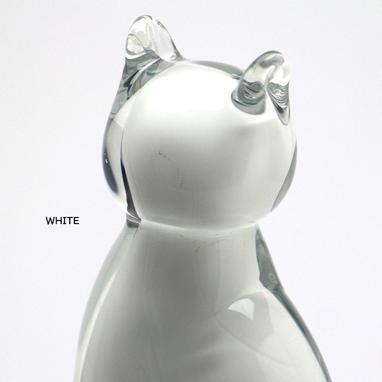 オブジェ Glass Objet Cat グラス オブジェ キャット 高さ11.5cm ガラス製 ブラック ホワイト おしゃれ 置物 インテリア小物 HERE by DETAILインテリアのアクセントになるネコのガラスオブジェ