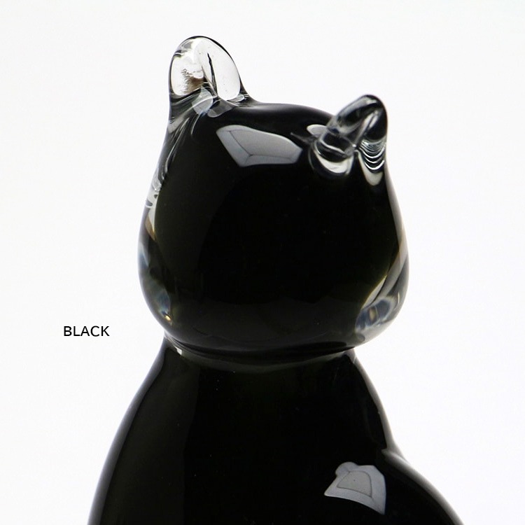 オブジェ Glass Objet Cat グラス オブジェ キャット 高さ11.5cm ガラス製 ブラック ホワイト おしゃれ 置物 インテリア小物 HERE by DETAILインテリアのアクセントになるネコのガラスオブジェ