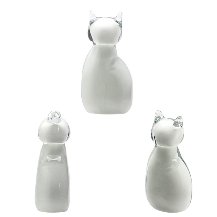 オブジェ Glass Objet Cat グラス オブジェ キャット 高さ11.5cm ガラス製 ブラック ホワイト おしゃれ 置物 インテリア小物 HERE by DETAILインテリアのアクセントになるネコのガラスオブジェ