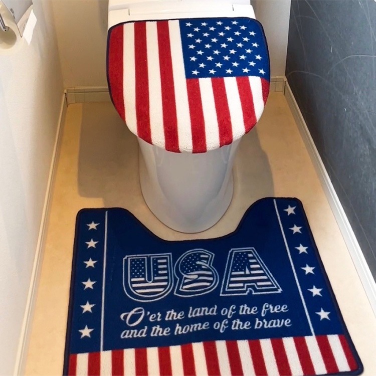 トイレマット & 蓋カバー トイレ カバー セット トイレマット トイレカバー インテリア小物 ガレージ 店舗 アメリカン雑貨トイレまでアメリカンに！遊び心たっぷりの『TOILET MAT & LID COVER』