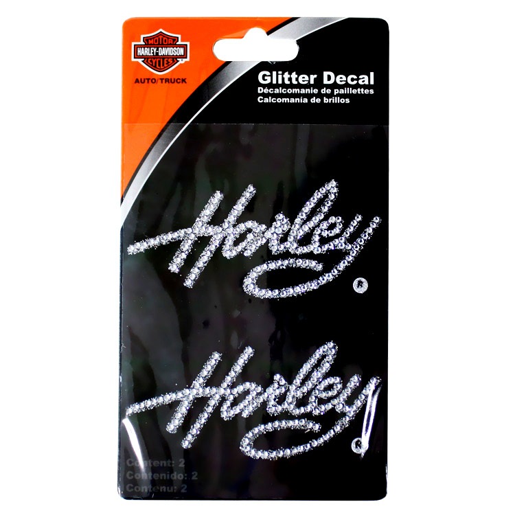 【メール便発送】ステッカー ハーレーダビッドソン グリッター デカール Harley CG336 高さ3.3×幅6.8cm Harley-Davidson スタッズ シール デカール カスタマイズ アメリカン雑貨スタッズ付きダイカットデカール。