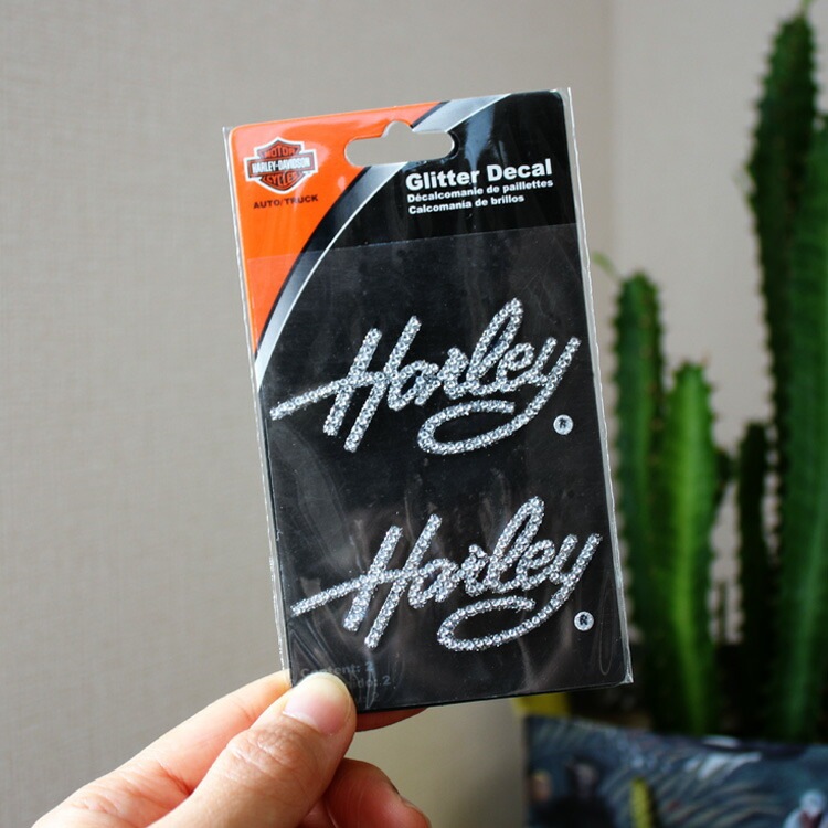 【メール便発送】ステッカー ハーレーダビッドソン グリッター デカール Harley CG336 高さ3.3×幅6.8cm Harley-Davidson スタッズ シール デカール カスタマイズ アメリカン雑貨スタッズ付きダイカットデカール。