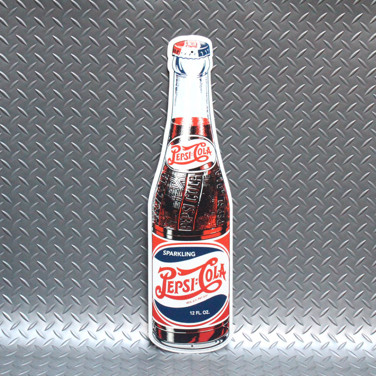 ダイカットメタルサイン Pepsi-Cola ペプシ ボトル PC-18 縦56.5×横15cm アルミ製 メタルサイン 壁面装飾 ガレージ インテリア アメリカン雑貨