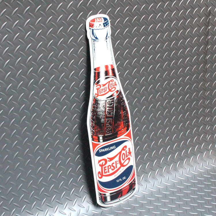 ダイカットメタルサイン Pepsi-Cola ペプシ ボトル PC-18 縦56.5×横15cm アルミ製 メタルサイン 壁面装飾 ガレージ インテリア アメリカン雑貨