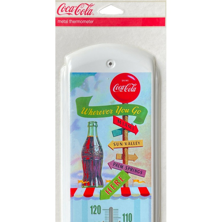 メタルサーモメーター Coca-Cola コカ・コーラ Wherever you go #30069 アメリカ製 デッドストック