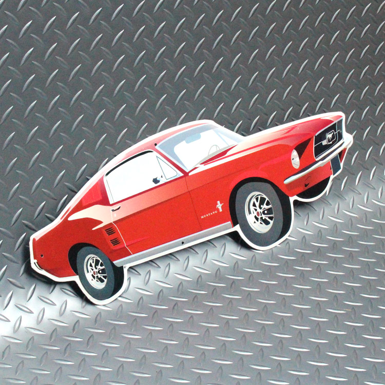 ダイカットメタルサイン Mustang ムスタング 縦22×横56cm アルミ製 メタルサイン 壁面装飾 ガレージ インテリア アメリカン雑貨