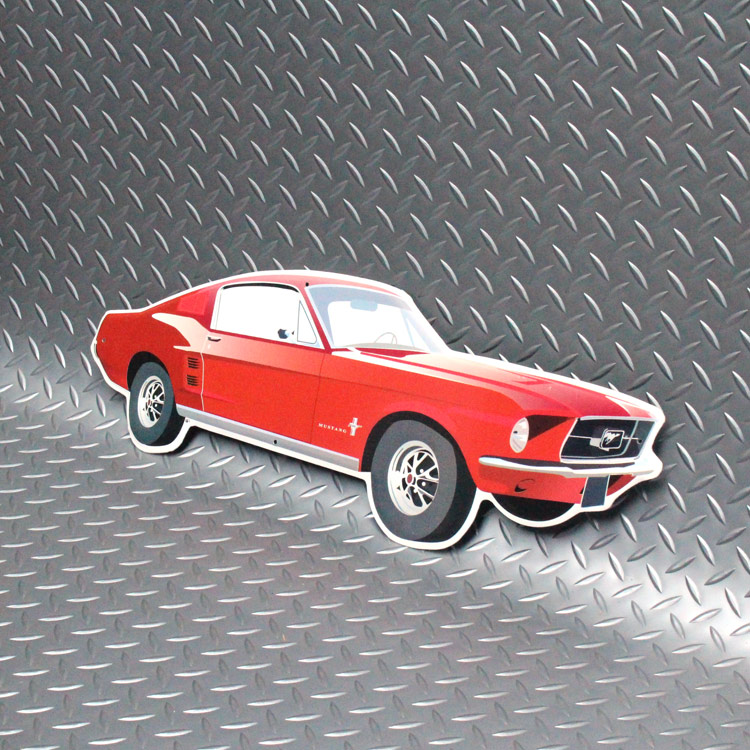 ダイカットメタルサイン Mustang ムスタング 縦22×横56cm アルミ製 メタルサイン 壁面装飾 ガレージ インテリア アメリカン雑貨