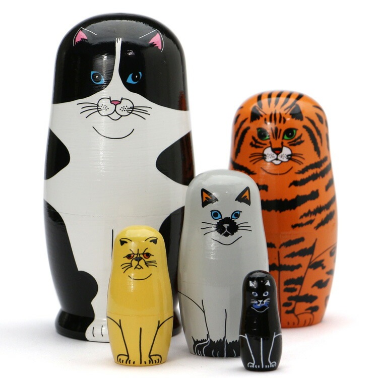 FELINE 5 フィーラインファイブ 猫のマトリョーシカ By Midori Komatsu
