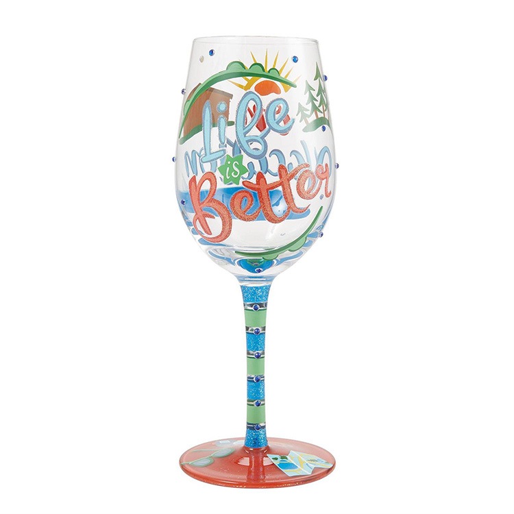 ワイングラス LIFE ON VACATION 高さ22.5cm 440ml ガラス製 ラインストーン付き ロリータ パーティ グラス 食器 キッチン雑貨 おしゃれ Lolita enesco【メーカー直送】【同梱不可】【あす楽不可】【代引き不可】