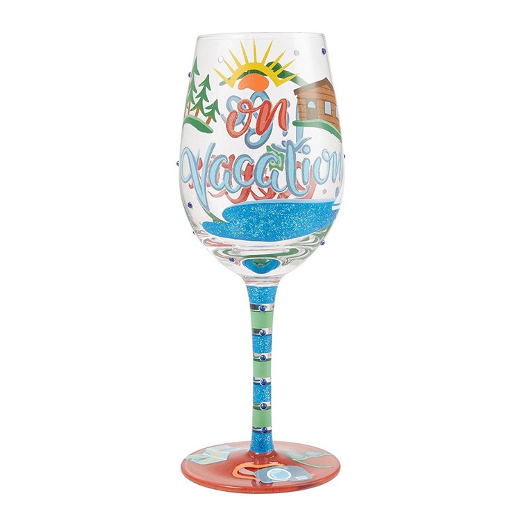 ワイングラス LIFE ON VACATION 高さ22.5cm 440ml ガラス製 ラインストーン付き ロリータ パーティ グラス 食器 キッチン雑貨 おしゃれ Lolita enesco【メーカー直送】【同梱不可】【あす楽不可】【代引き不可】