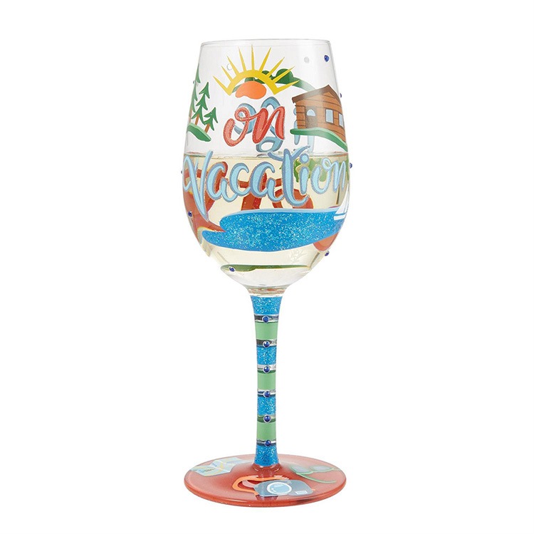 ワイングラス LIFE ON VACATION 高さ22.5cm 440ml ガラス製 ラインストーン付き ロリータ パーティ グラス 食器 キッチン雑貨 おしゃれ Lolita enesco【メーカー直送】【同梱不可】【あす楽不可】【代引き不可】