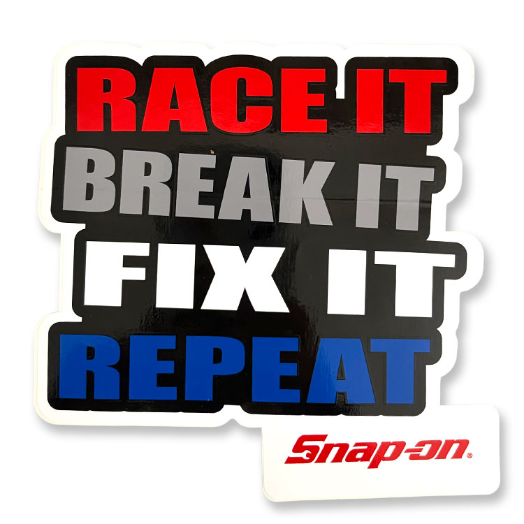 【メール便発送】Snap-on スナップオン デカール RACE IT BREAK IT 縦13.3×横13.5cmアメリカの工具ブランドのステッカー 工具好きのための一枚。