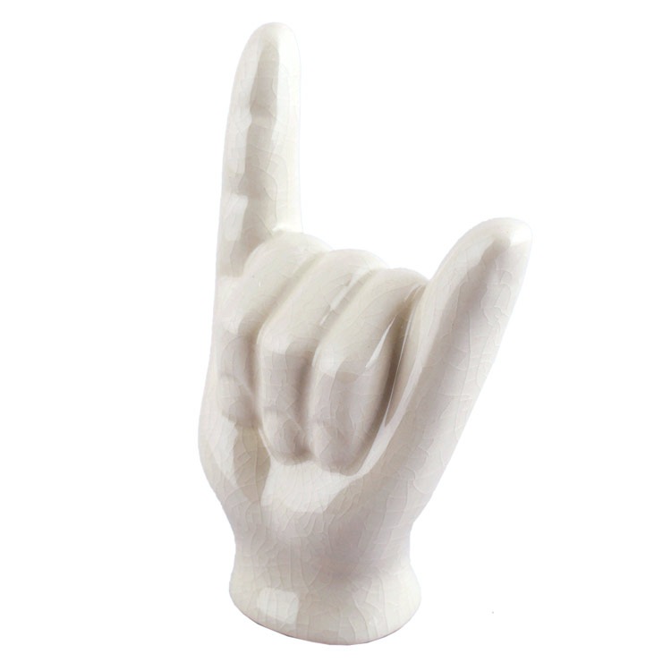 ポーセリン ハンドオブジェ ”Hang Loose”  W9.4×D5.1×H14.5cm / 142g 陶器製