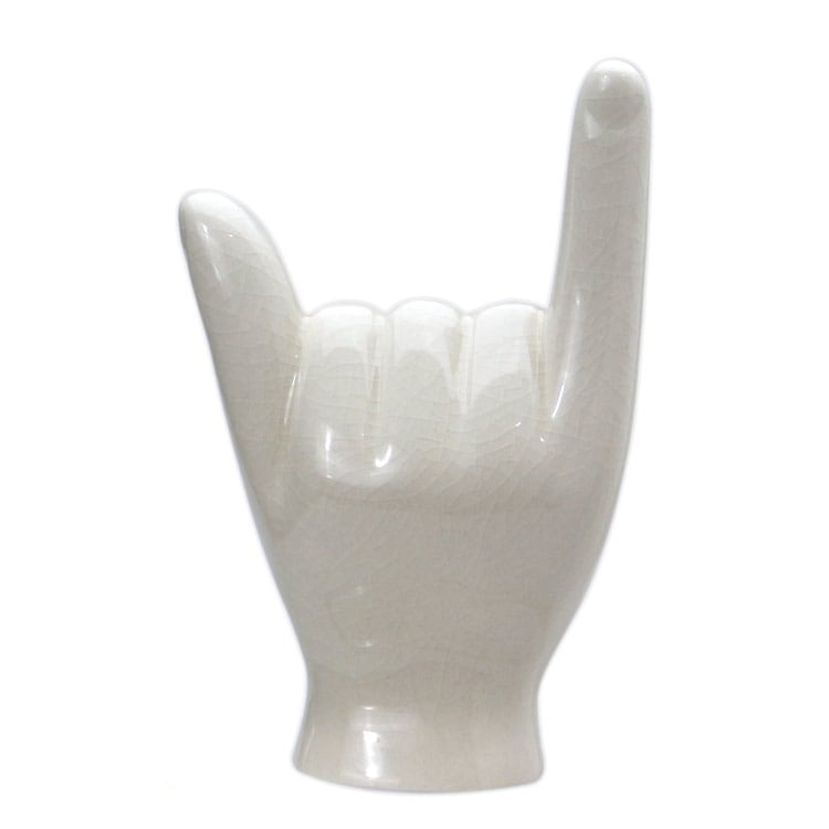 ポーセリン ハンドオブジェ ”Hang Loose”  W9.4×D5.1×H14.5cm / 142g 陶器製