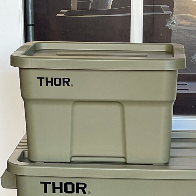 収納BOX THOR LARGE TOTE DC 22L オリーブ フタ付き スクエア 収納 コンテナ TRUST アメリカン雑貨