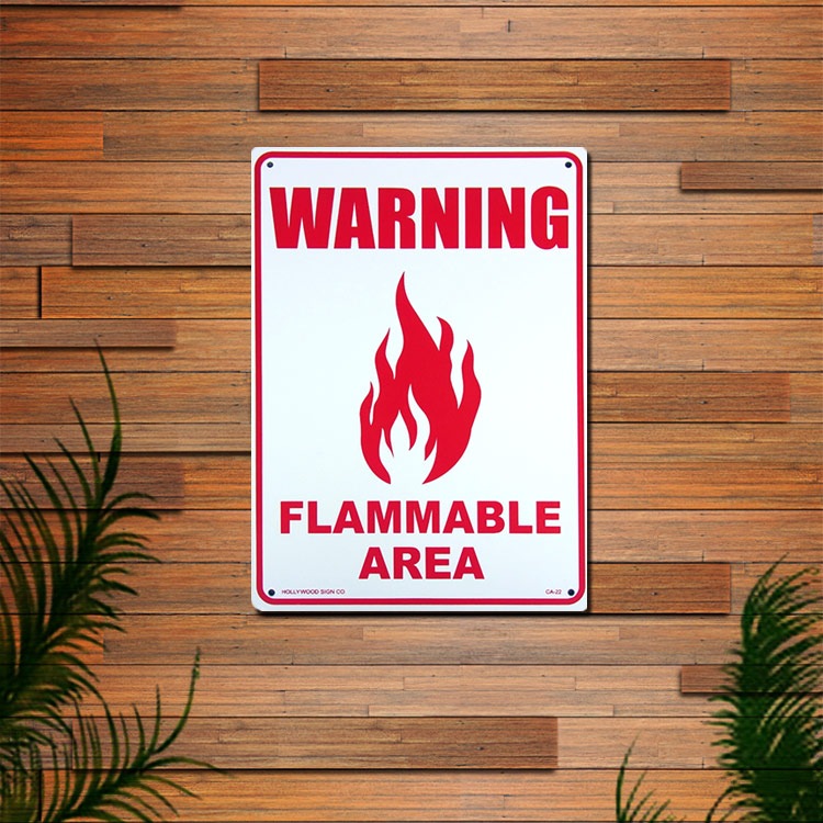 看板 プラスチック メッセージサインボード WARNING FLAMMABLE AREA（注意 可燃エリア）CA-22 店舗 アメリカン雑貨