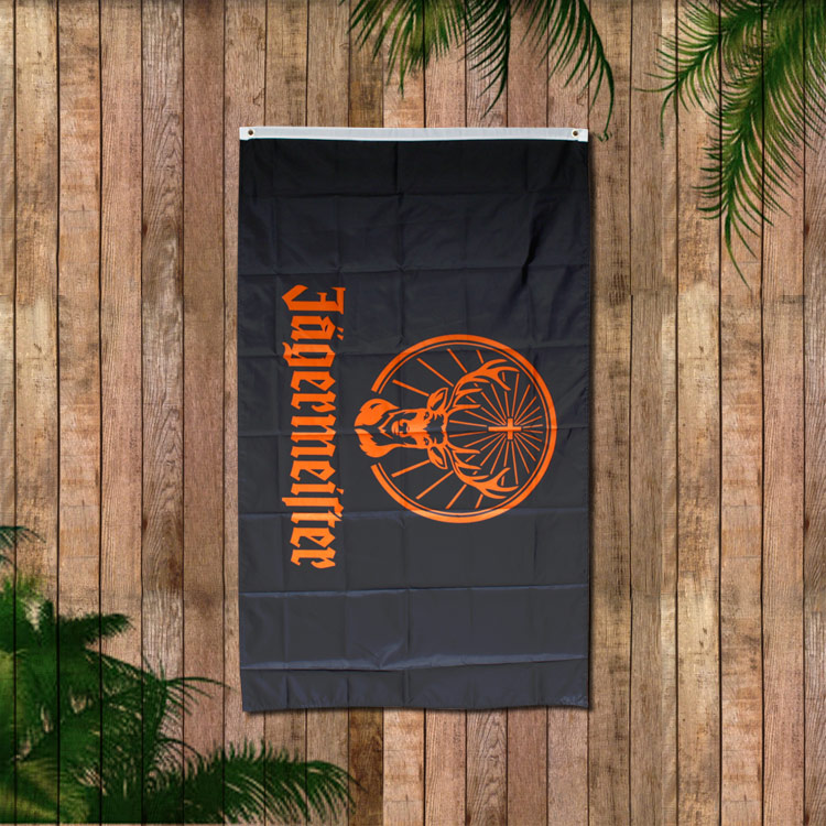 【メール便発送】フラッグ Jagermeister イエーガーマイスター 150×90cm ナイロン製 タペストリー ウォールデコレーション アメリカン雑貨お手軽に部屋の雰囲気を変えられる大判フラッグ。