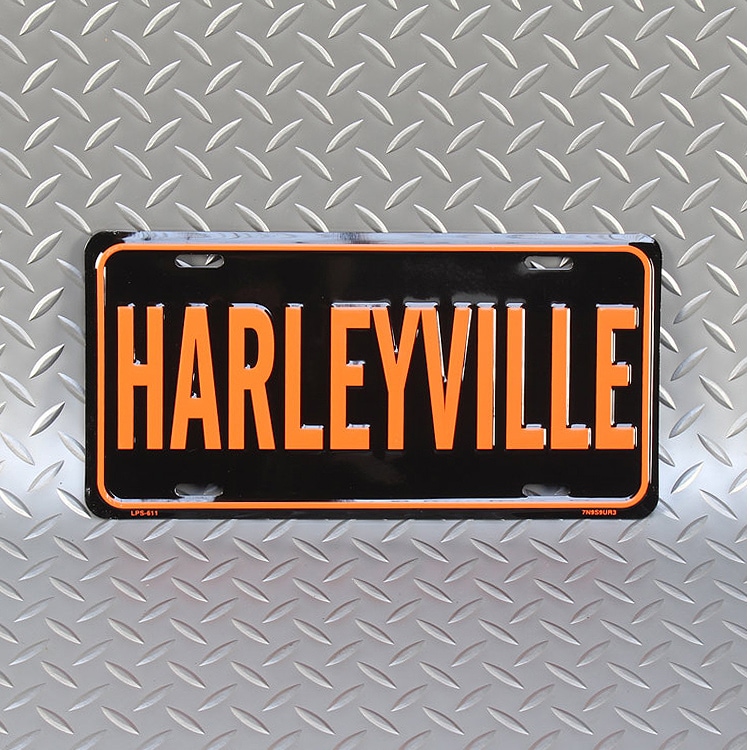 【メール便発送】CMプレート HARLEYVILLE （ハーレーヴィル ） 縦15.3×横30.3cm ナンバープレート型 インテリア 看板 アルミ製 アメリカン雑貨