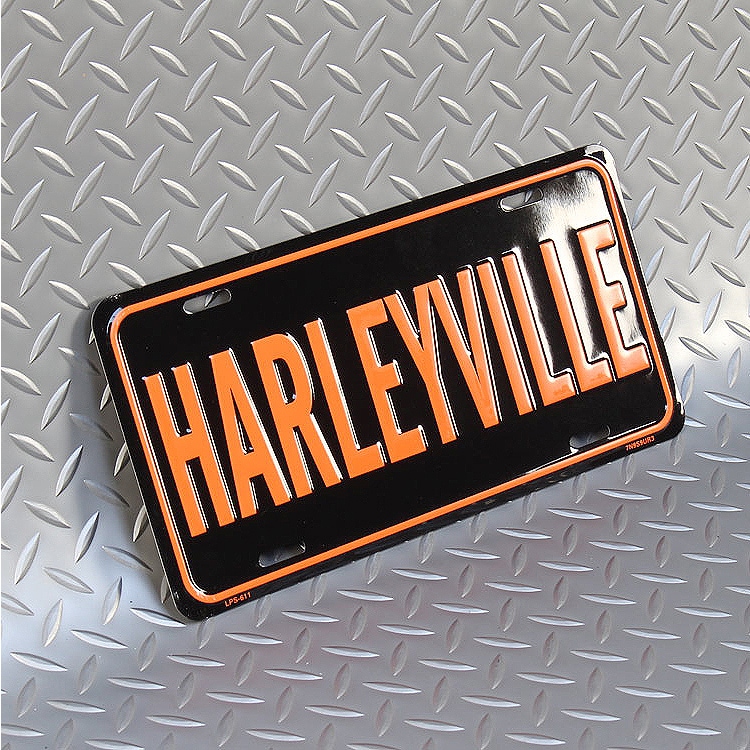 【メール便発送】CMプレート HARLEYVILLE （ハーレーヴィル ） 縦15.3×横30.3cm ナンバープレート型 インテリア 看板 アルミ製 アメリカン雑貨