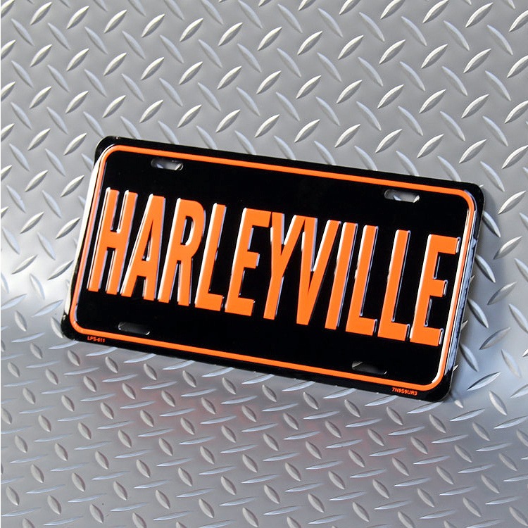【メール便発送】CMプレート HARLEYVILLE （ハーレーヴィル ） 縦15.3×横30.3cm ナンバープレート型 インテリア 看板 アルミ製 アメリカン雑貨