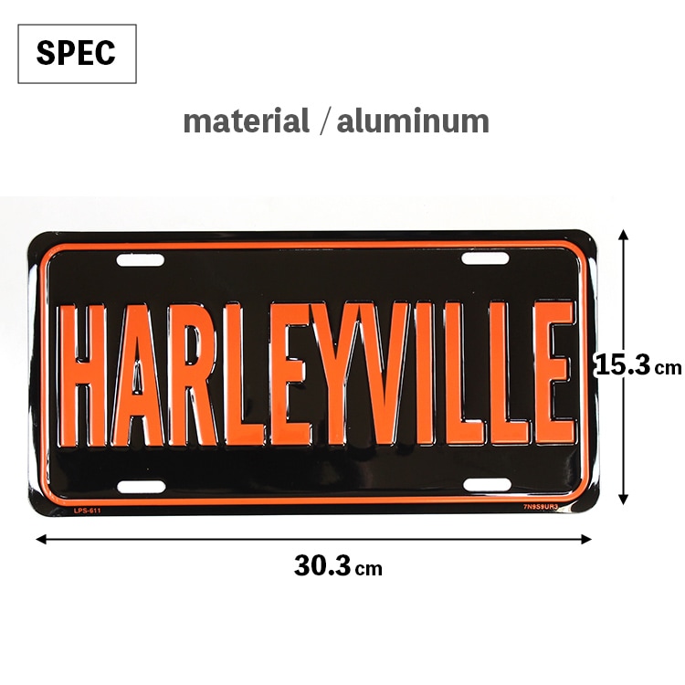 【メール便発送】CMプレート HARLEYVILLE （ハーレーヴィル ） 縦15.3×横30.3cm ナンバープレート型 インテリア 看板 アルミ製 アメリカン雑貨