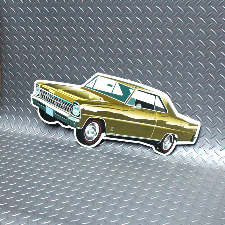 ダイカットメタルサイン Chevy NOVA SS シェビー ノヴァ SS 327 縦24×横57cm アルミ製 メタルサイン 壁面装飾 ガレージ インテリア アメリカン雑貨