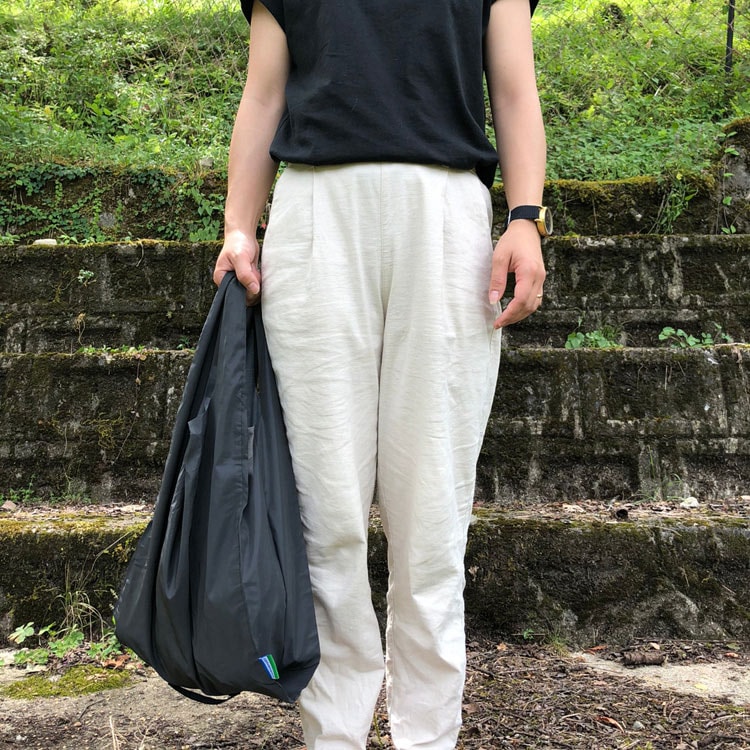 リフレクター エコバッグ Lサイズ （ブラック） ショッピングバッグ レジ袋 おしゃれ コンパクト 折り畳み インストゥルメンタル