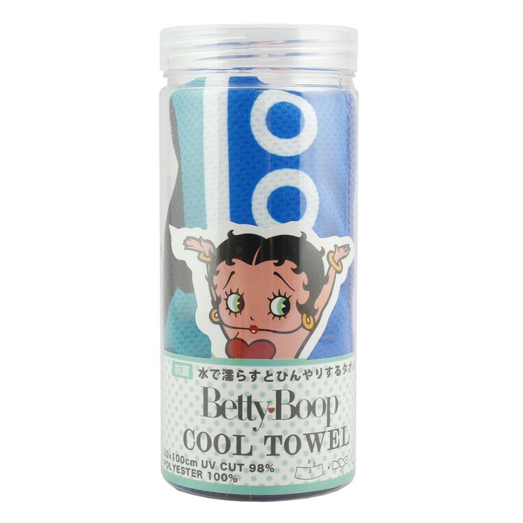 タオル クールタオル ベティーブープ ポートレート 30×100cm ポリエステル製 冷却タオル ひんやりタオル 抗菌加工 UVカット アメリカン雑貨 BETTY BOOP