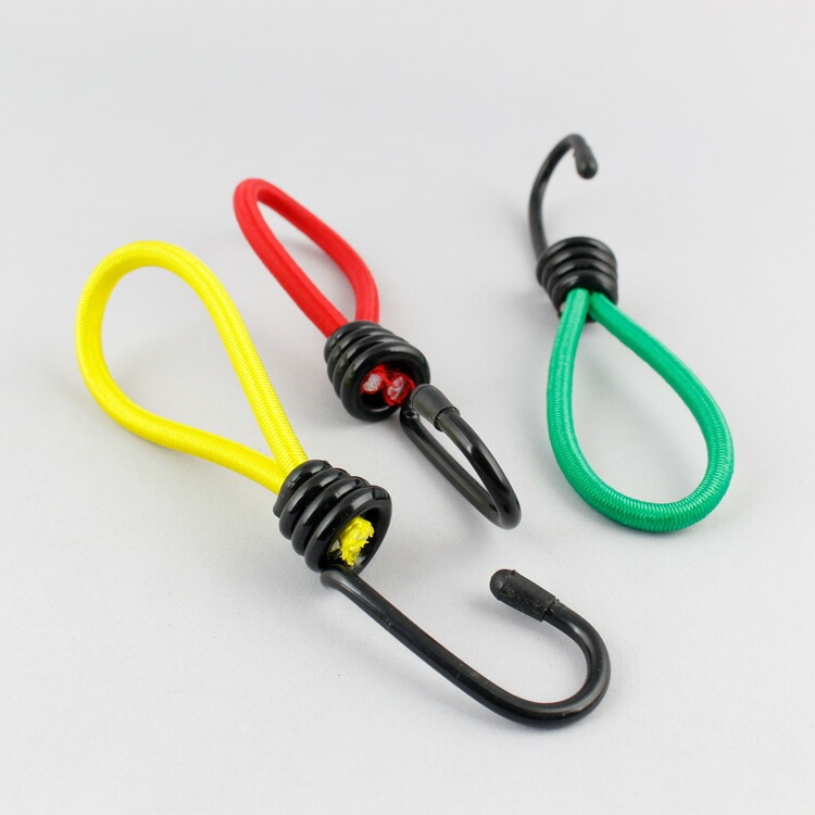 【メール便発送】インストゥルメンタル フック付き ストレッチコード（ラスタカラー3色セット）全長15cm（約） アウトドアグッズ テント 張綱 アクセサリー アメリカン雑貨アウトドアに便利なストレッチコード。