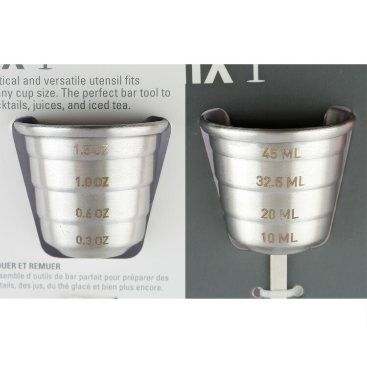 キッカーランド メジャー＆ミックス 高さ19×直径4.4cm ステンレススチール ミキシング スプーン メジャー 軽量  バー用品  KIKKERLAND