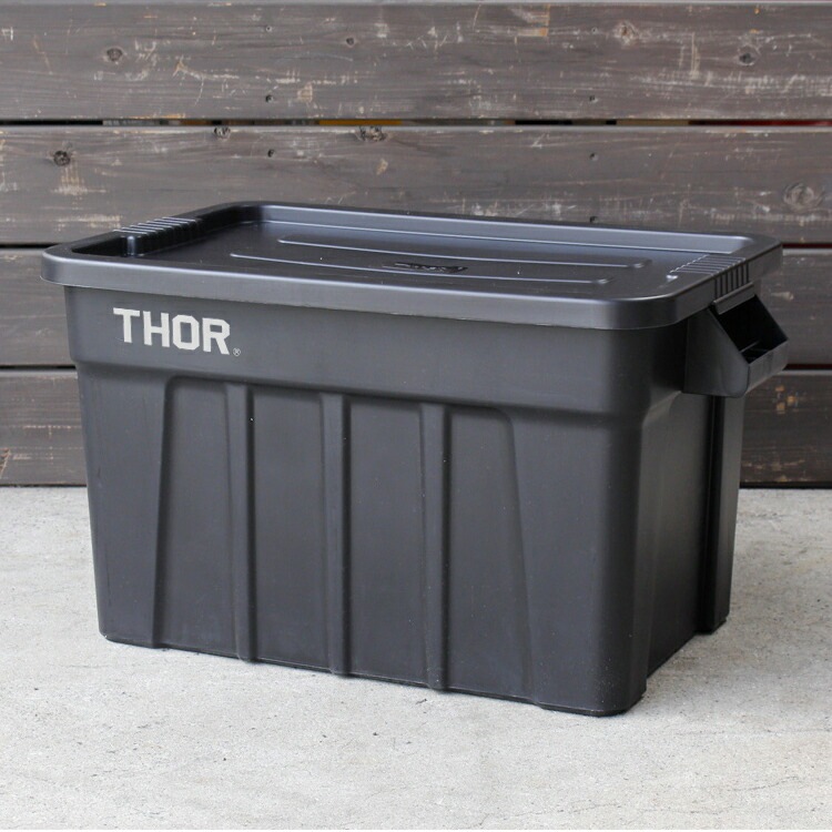 収納BOX THOR LARGE TOTE DC 75L ブラック フタ付き スクエア 収納 コンテナ 大容量 人気 TRUST アメリカン雑貨