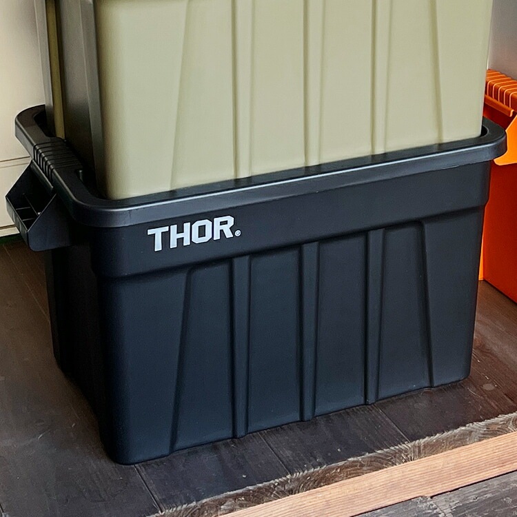 収納BOX THOR LARGE TOTE DC 75L ブラック フタ付き スクエア 収納 コンテナ 大容量 人気 TRUST アメリカン雑貨