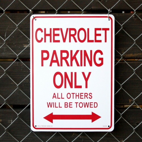プラスチックメッセージサインボード CHEVROLET PARKING ONLY