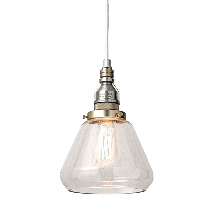 照明 AMP グラスランプ STD アルミ AMP-L007 直径21×高さ30cm（全高63-143cm） ガラス製 1灯 ペンダントライト おしゃれ インダストリアル ビンテージ
