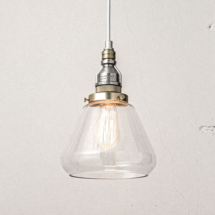 照明 AMP グラスランプ STD アルミ AMP-L007 直径21×高さ30cm（全高63-143cm） ガラス製 1灯 ペンダントライト おしゃれ インダストリアル ビンテージ