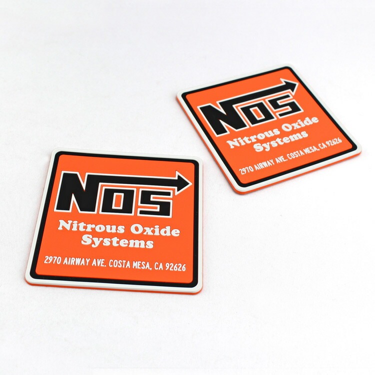 【メール便発送】ラバー製 コースター 2枚セット 「NOS ノス」 縦9.6×横9.6cm バーグッズ アメリカ雑貨 アメリカン雑貨