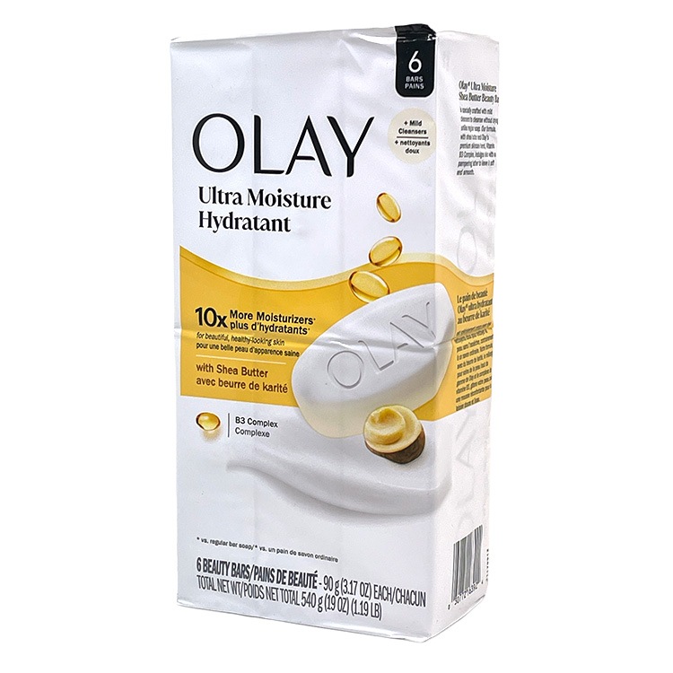 固形 石けん OLAY オレイ ビューティーバー 90g×6個  保湿石鹸 ボディソープ ビタミンE エイジディファイング 日用品 せっけん 保湿 アメリカ製全身しっとり、顔にも使える。シアバター配合の高保湿石けん。