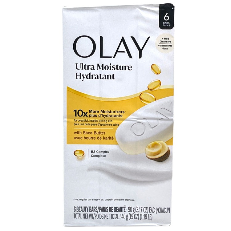固形 石けん OLAY オレイ ビューティーバー 90g×6個  保湿石鹸 ボディソープ ビタミンE エイジディファイング 日用品 せっけん 保湿 アメリカ製全身しっとり、顔にも使える。シアバター配合の高保湿石けん。