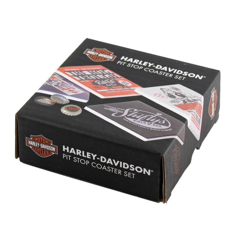 コースター ハーレーダビッドソン ピットストップ コースターセット HDL-18574 HARLEY-DAVIDSON 陶器製 ギフト プレゼント アメリカ雑貨　