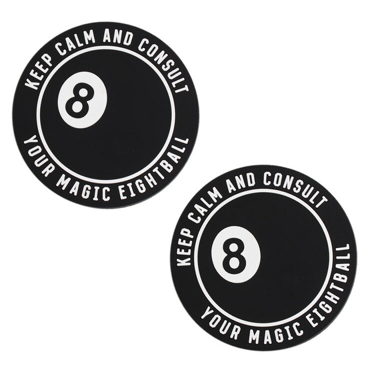 【メール便発送】ラバー製 コースター 2枚セット「8 Ball エイトボール」ラウンドカット 直径9cm バーグッズ アメリカ雑貨 アメリカン雑貨